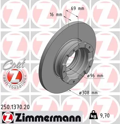 Disque de frein ZIMMERMANN 250.1370.20