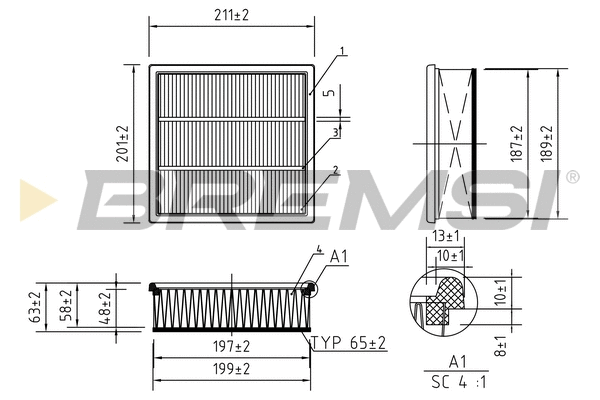 Filtre à air BREMSI FA0563
