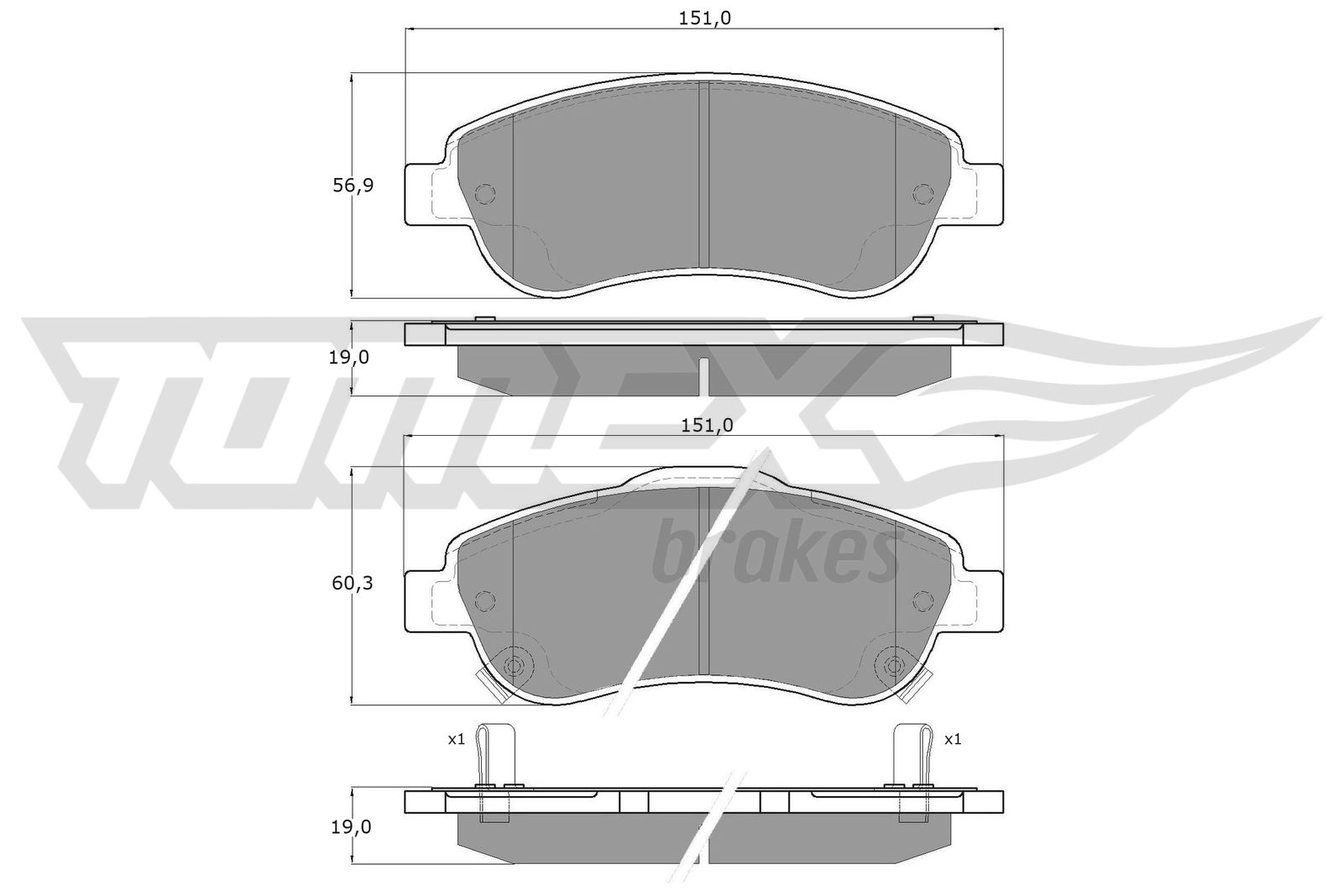 Kit de plaquettes de frein, frein à disque TOMEX Brakes TX 15-70
