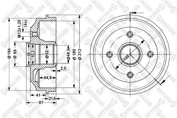 Tambour de frein STELLOX 6025-3705-SX