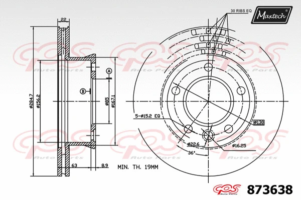 Disque de frein MAXTECH 873638