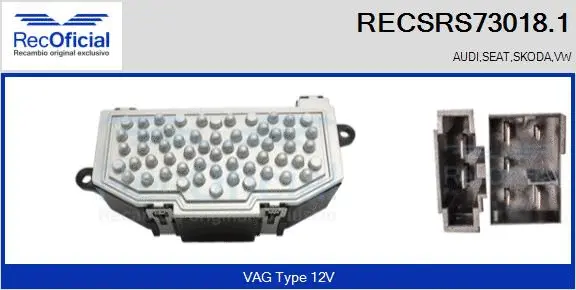 Résistance, pulseur d'air habitacle RECOFICIAL RECSRS73018.1