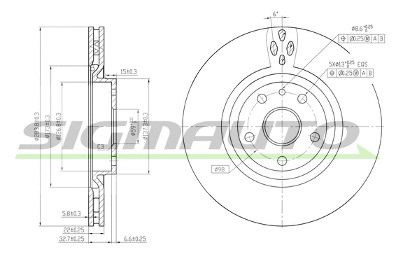 Disque de frein SIGMAUTO DBA797V