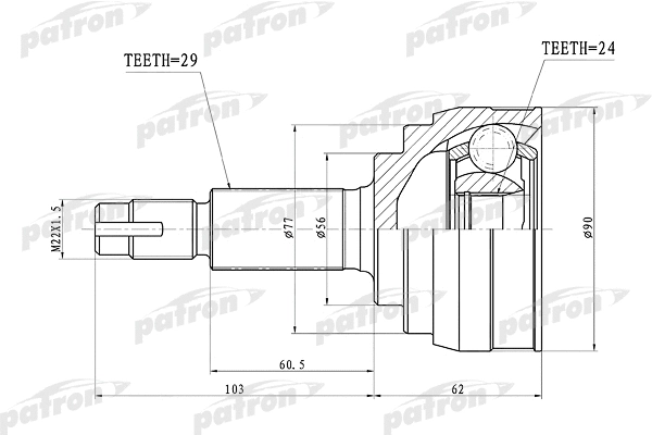 Jeu de joints, arbre de transmission PATRON PCV1416