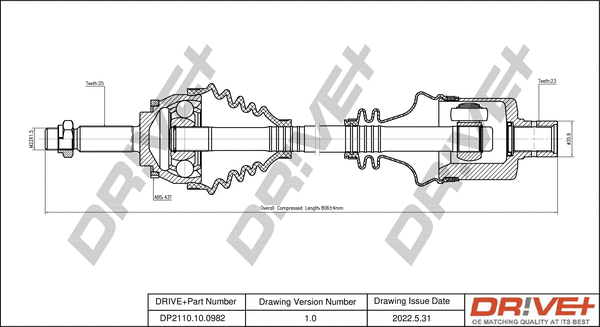 Arbre de transmission Dr!ve+ DP2110.10.0982