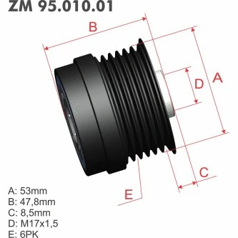 Poulie roue libre, alternateur ZM ZM 95.010.01