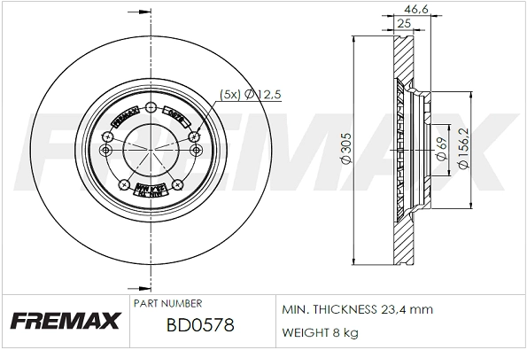 Disque de frein FREMAX BD-0578