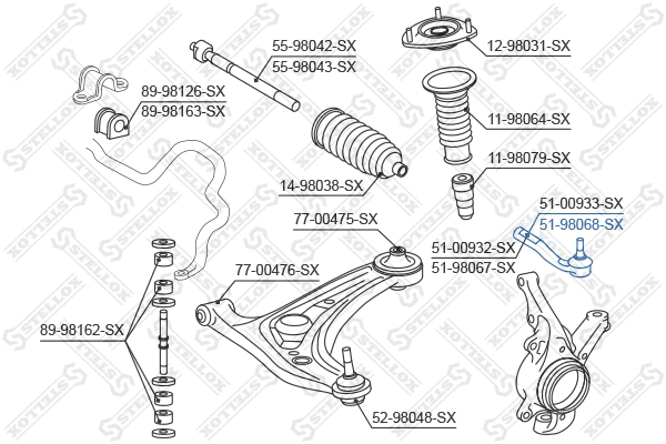 Rotule de barre de connexion STELLOX 51-98068-SX