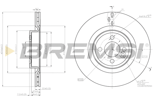 Disque de frein BREMSI CD8127V