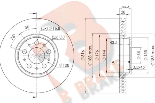 Disque de frein R BRAKE 78RBD26074