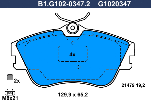 Kit de plaquettes de frein, frein à disque GALFER B1.G102-0347.2