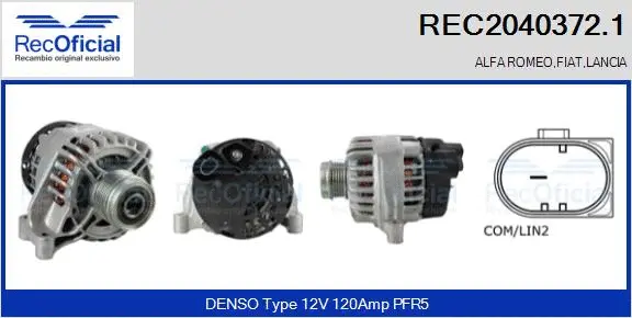 Alternateur RECOFICIAL REC2040372.1