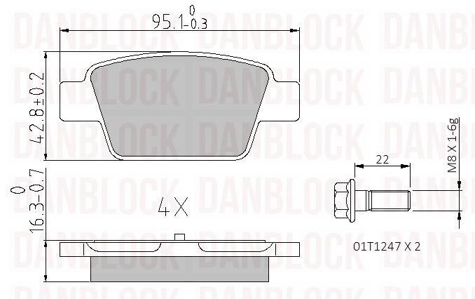 Kit de plaquettes de frein, frein à disque DANBLOCK DB 510410