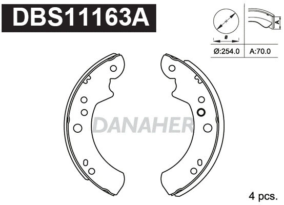 Jeu de mâchoires de frein DANAHER DBS11163A
