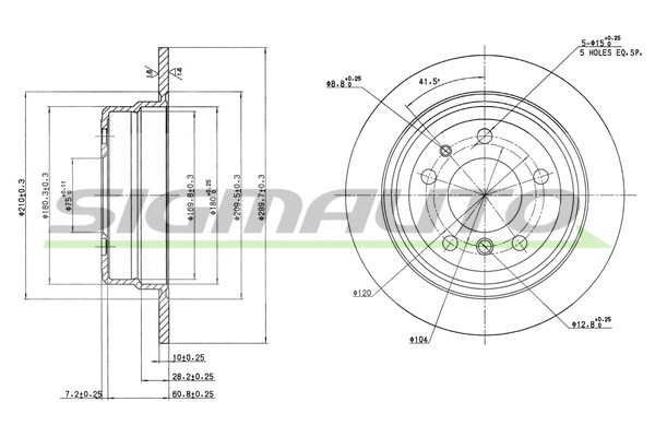 Disque de frein SIGMAUTO DBA326S