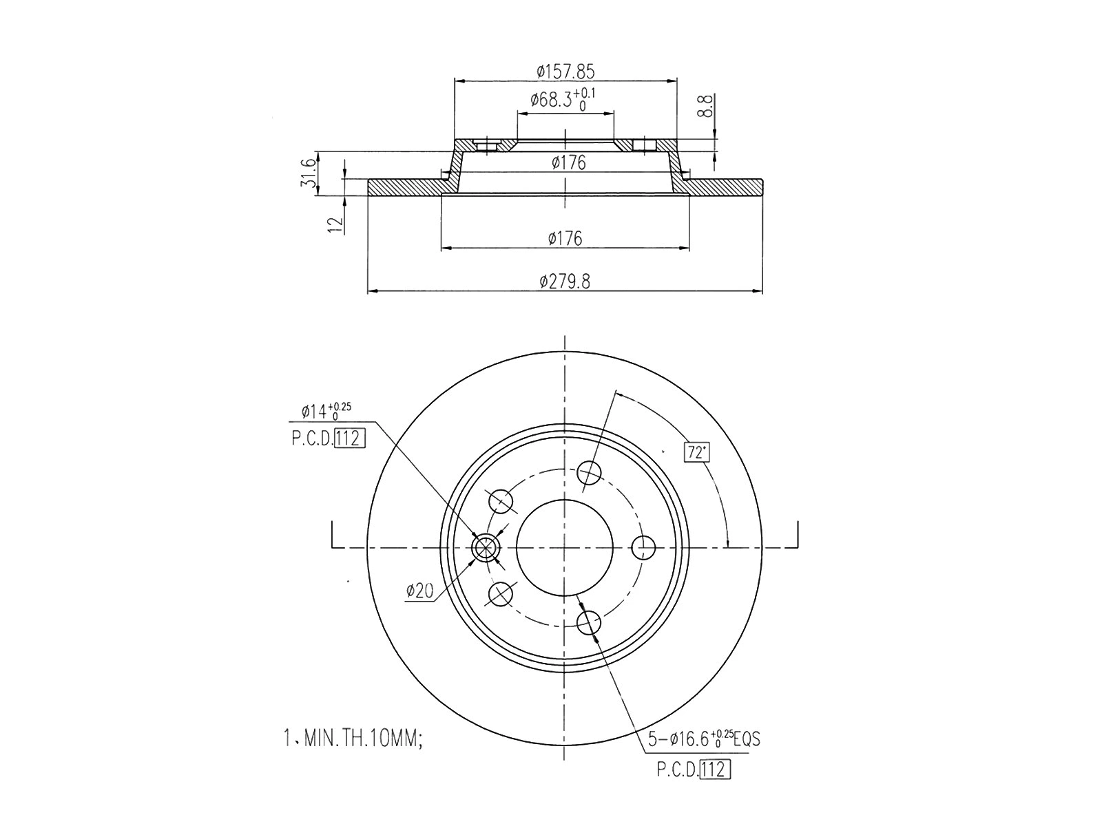 Disque de frein A.Z. Meisterteile AZMT-44-024-1020