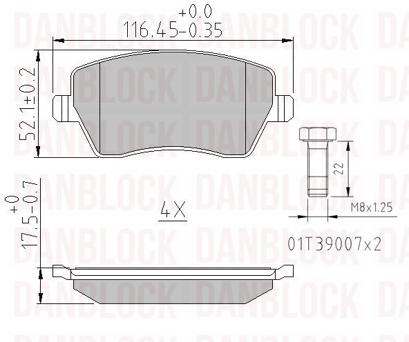 Kit de plaquettes de frein, frein à disque DANBLOCK DB 510459