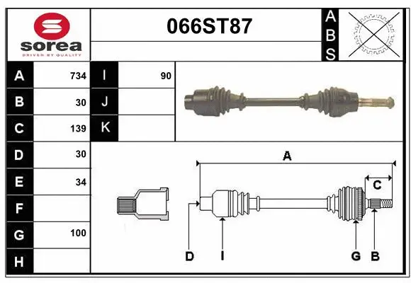 Arbre de transmission STARTCAR 066ST87