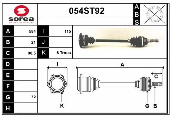Arbre de transmission STARTCAR 054ST92