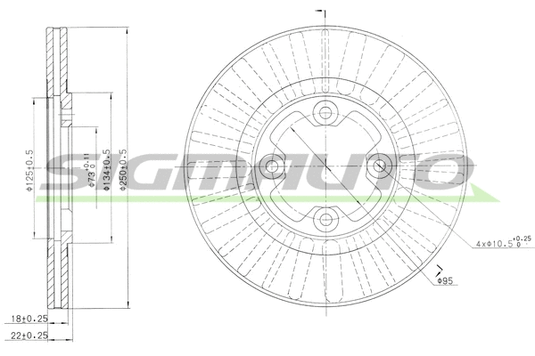 Disque de frein SIGMAUTO DBA291V