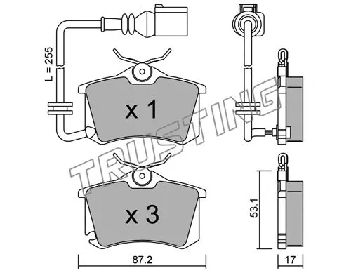 Kit de plaquettes de frein, frein à disque TRUSTING 102.4