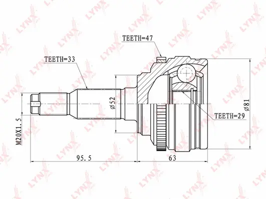 Jeu de joints, arbre de transmission LYNXAUTO CO-1809A
