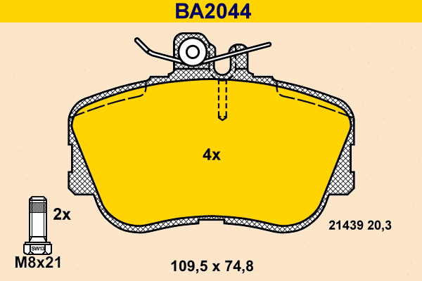 Kit de plaquettes de frein, frein à disque BARUM BA2044