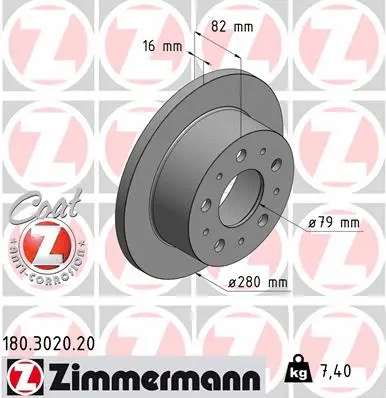 Disque de frein ZIMMERMANN 180.3020.20