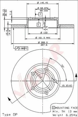 Disque de frein VILLAR 628.1709