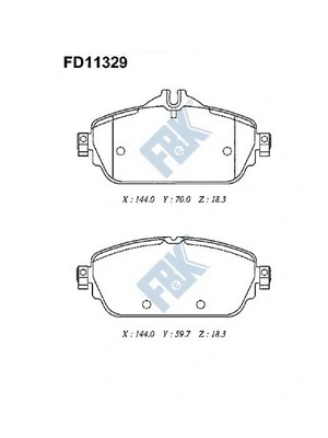Kit de plaquettes de frein, frein à disque FBK FD11329