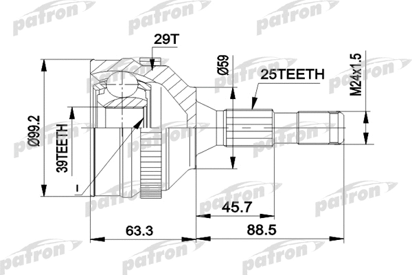 Jeu de joints, arbre de transmission PATRON PCV1281A