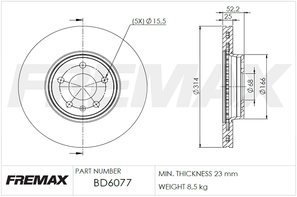 Disque de frein FREMAX BD-6077
