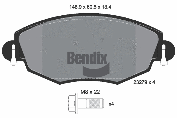 Kit de plaquettes de frein, frein à disque BENDIX Braking BPD1342