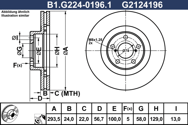 Disque de frein GALFER B1.G224-0196.1