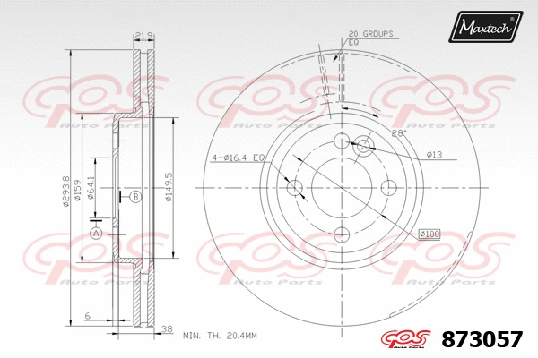 Disque de frein MAXTECH 873057