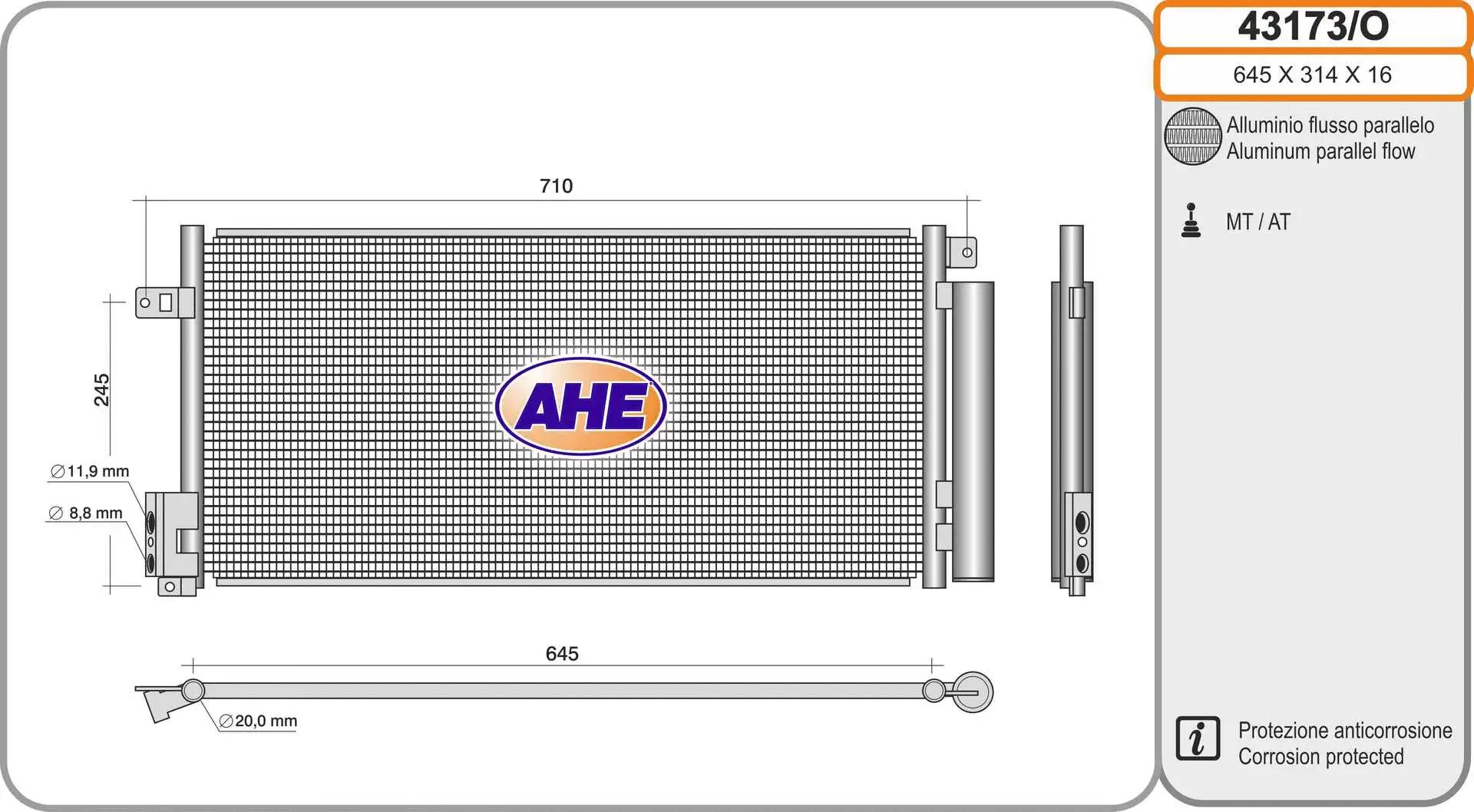 Condenseur, climatisation AHE 43173/O