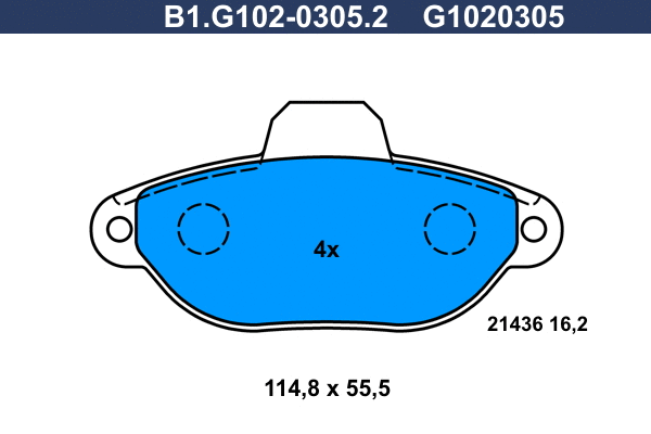 Kit de plaquettes de frein, frein à disque GALFER B1.G102-0305.2