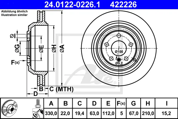 Disque de frein ATE-APAC 24.0122-0226.1