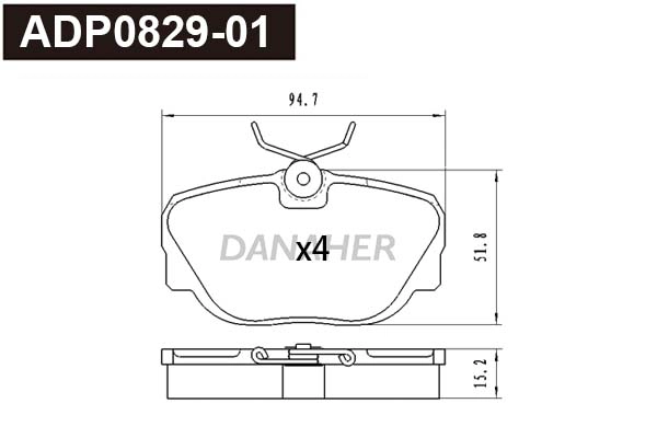 Kit de plaquettes de frein, frein à disque DANAHER ADP0829-01