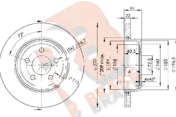 Disque de frein R BRAKE 78RBD29199
