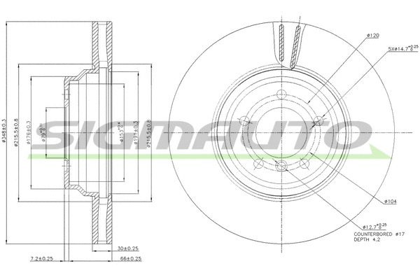 Disque de frein SIGMAUTO DBB634V