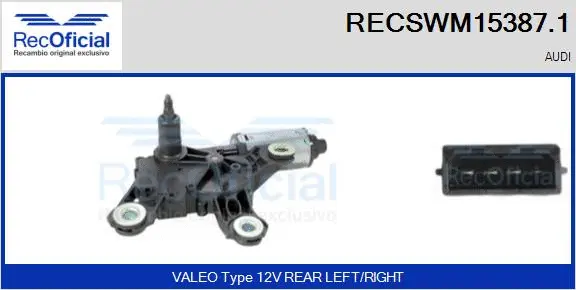 Moteur d'essuie-glace RECOFICIAL RECSWM15387.1