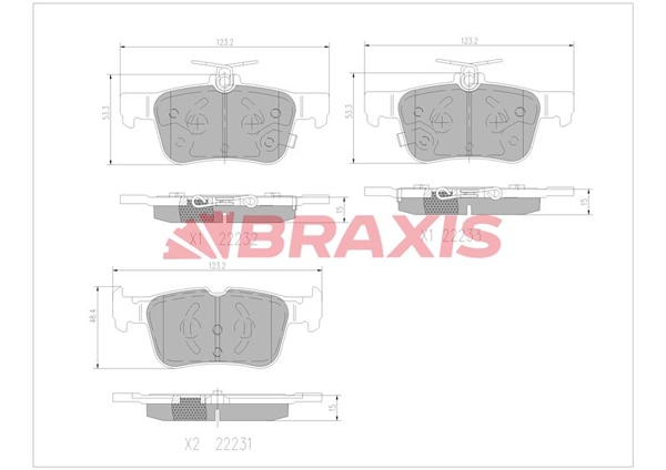 Kit de plaquettes de frein, frein à disque BRAXIS AA0705