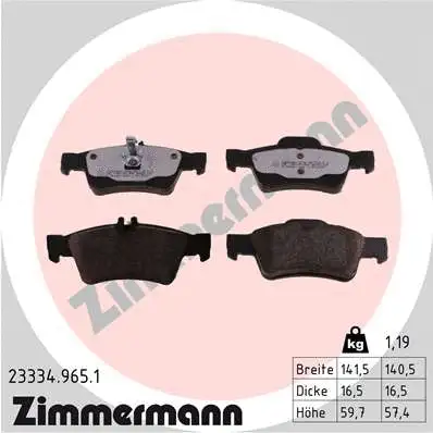 Kit de plaquettes de frein, frein à disque ZIMMERMANN 23334.965.1