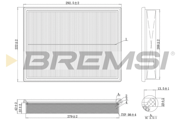 Filtre à air BREMSI FA2105