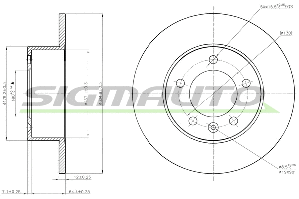 Disque de frein SIGMAUTO DBB975S
