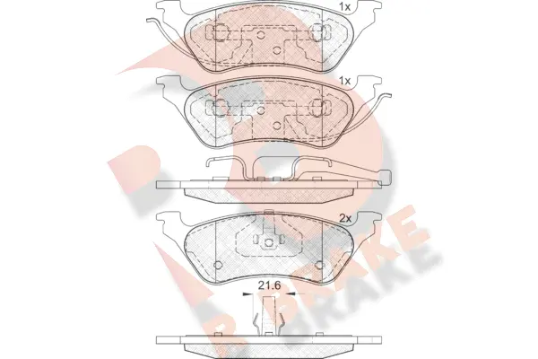 Kit de plaquettes de frein, frein à disque R BRAKE RB1564