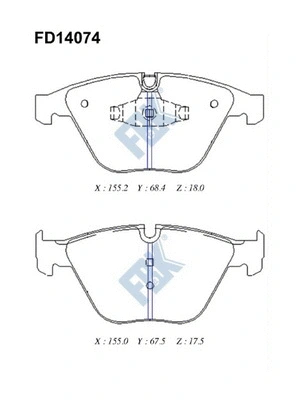 Kit de plaquettes de frein, frein à disque FBK FD14074