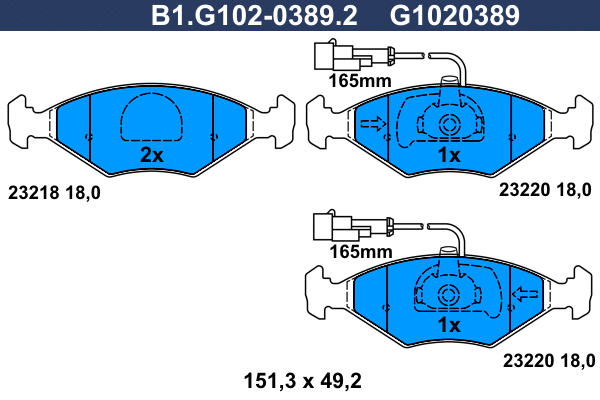 Kit de plaquettes de frein, frein à disque GALFER B1.G102-0389.2