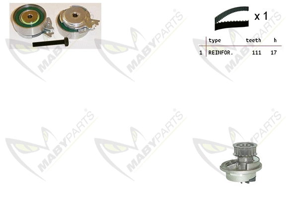 Pompe à eau + kit de courroie crantée MABYPARTS OBKWP0142
